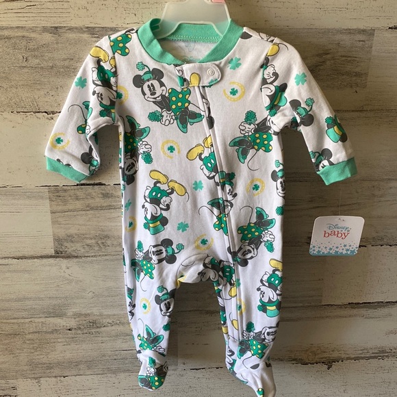 Other - Disney Baby Minnie & Mickey St. Patrick’s Day Sleeper Size 0-3 Months NEW